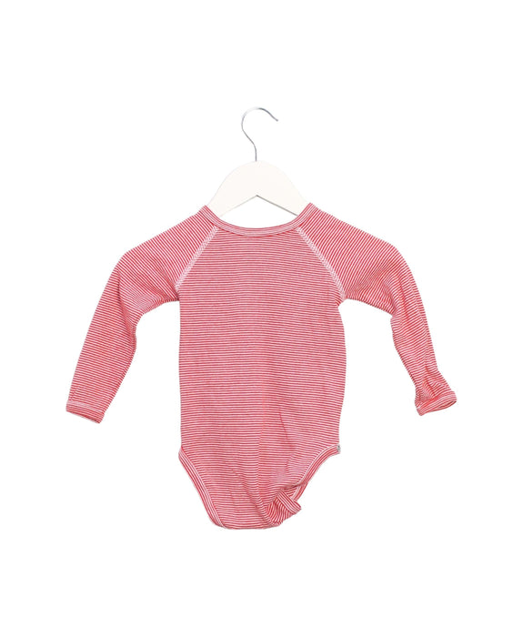A Red Long Sleeve Bodysuits from Petit Bateau in size 6-12M for boy. (Back View)