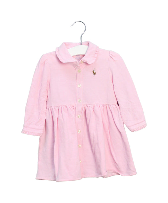 A Pink Long Sleeve Dresses from Ralph Lauren in size 6-12M for girl. (Front View)