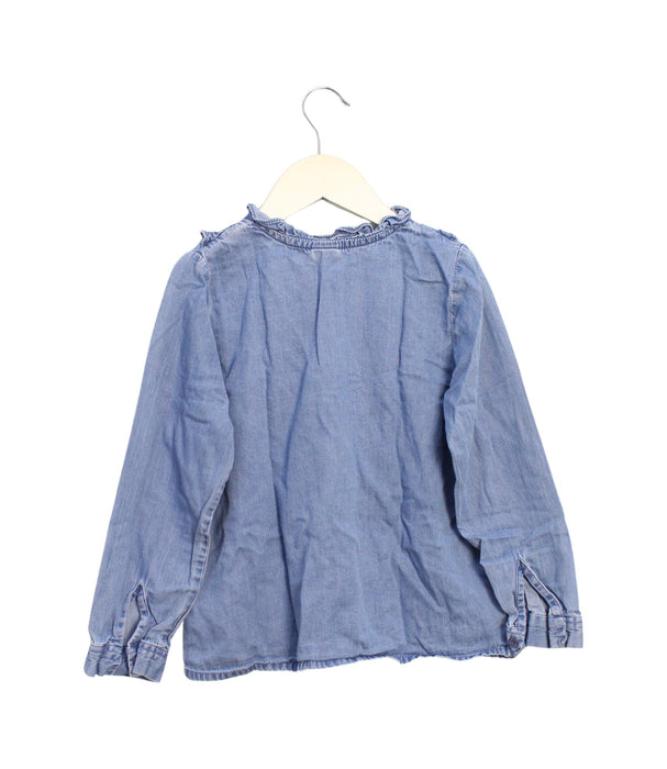 A Blue Long Sleeve Tops from Bonton in size 6T for girl. (Back View)
