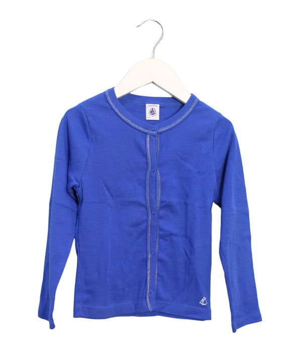 A Blue Long Sleeve Tops from Petit Bateau in size 5T for girl. (Front View)