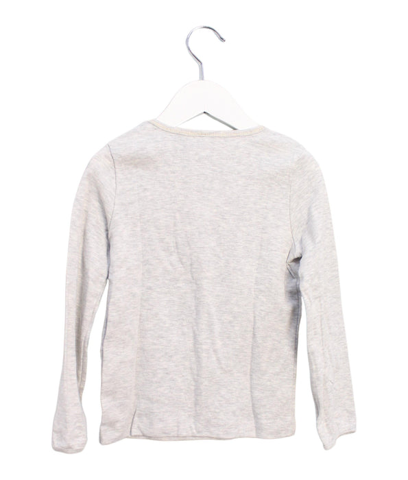 A Grey Long Sleeve Tops from Petit Bateau in size 5T for girl. (Back View)