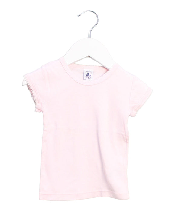 A Pink Short Sleeve T Shirts from Petit Bateau in size 2T for girl. (Front View)