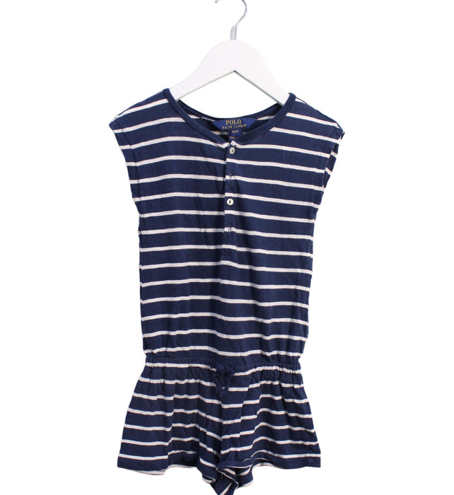 A Navy Sleeveless Rompers from Polo Ralph Lauren in size 4T for girl. (Front View)