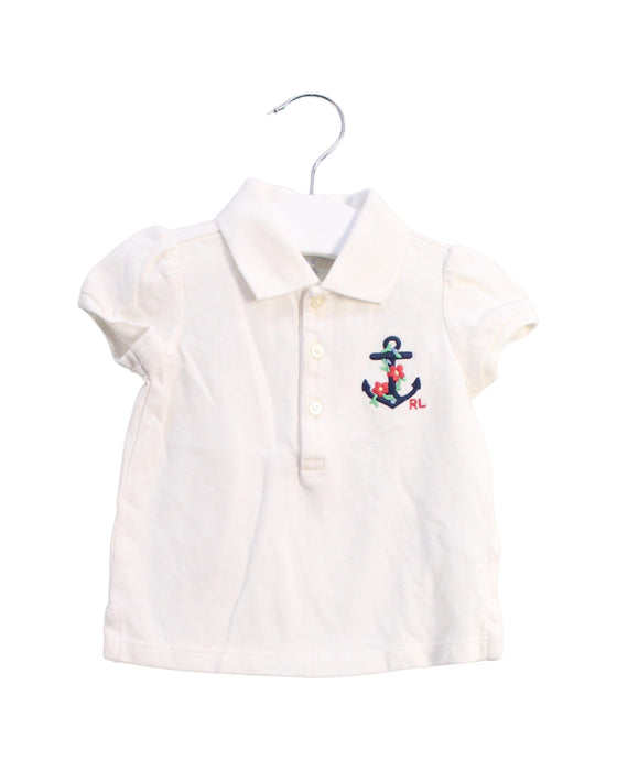 A White Short Sleeve Polos from Ralph Lauren in size 6-12M for girl. (Front View)