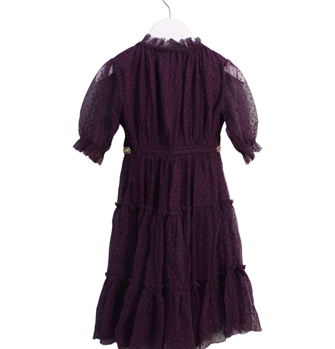 A Purple Short Sleeve Dresses from Velveteen in size 3T for girl. (Back View)