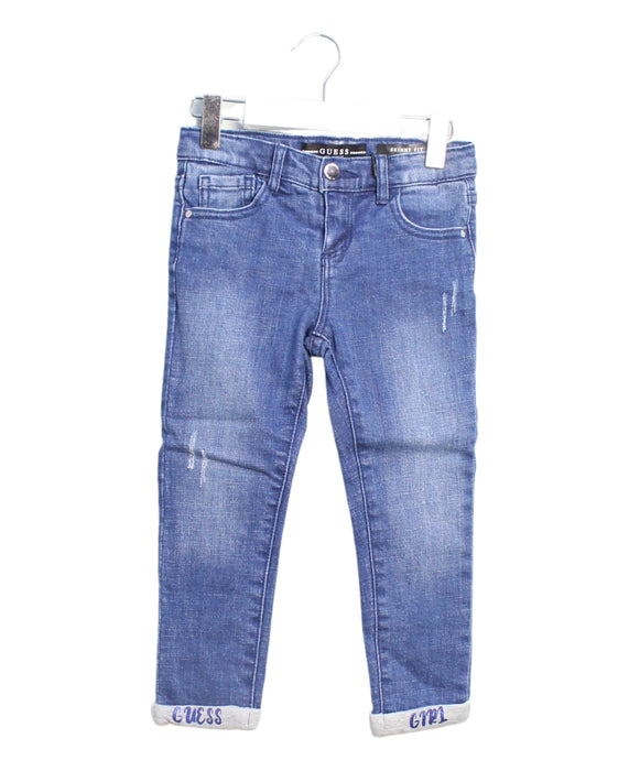 A Blue Jeans from Guess in size 4T for girl. (Front View)