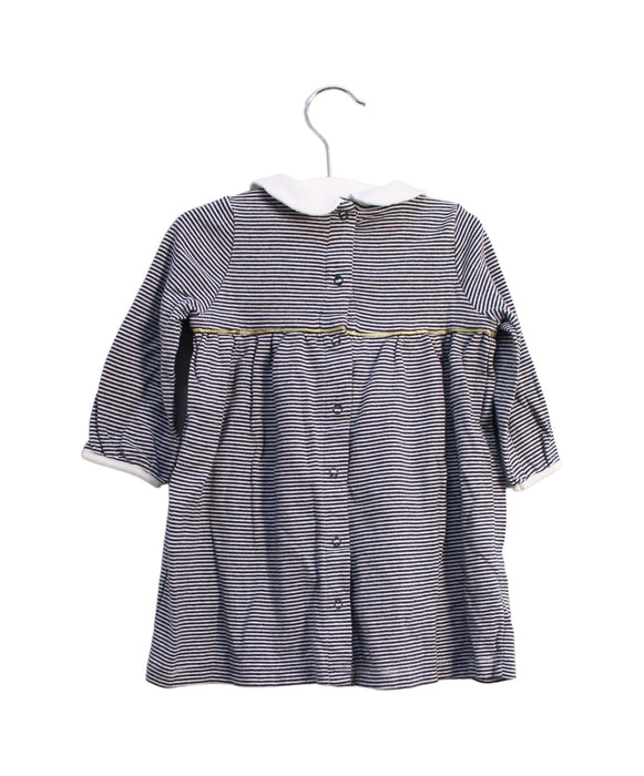 A Navy Long Sleeve Dresses from Petit Bateau in size 6-12M for girl. (Back View)