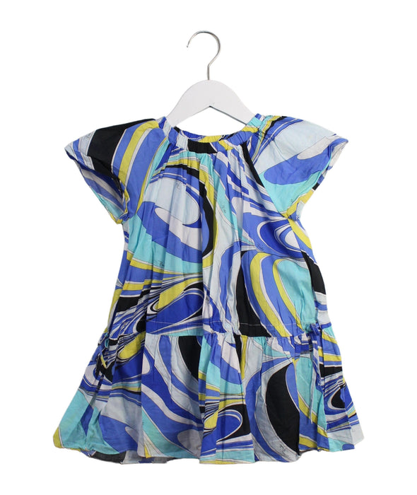 A Blue Short Sleeve Dresses from Emilio Pucci in size 4T for girl. (Front View)