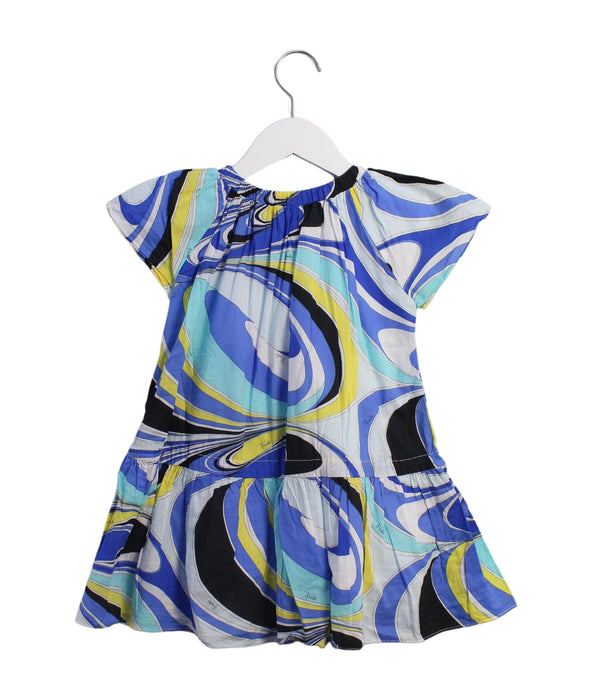 A Blue Short Sleeve Dresses from Emilio Pucci in size 4T for girl. (Back View)