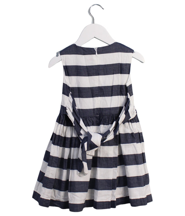 A Navy Sleeveless Dresses from Il Gufo in size 3T for girl. (Back View)