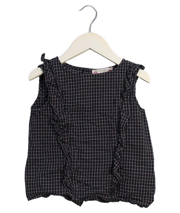 A Black Sleeveless Tops from Bonpoint in size 6T for girl. (Front View)