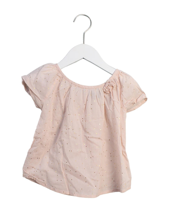 A Pink Short Sleeve Tops from Velveteen in size 4T for girl. (Front View)