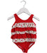 A Red Swimsuits from Absorba in size 2T for girl. (Front View)