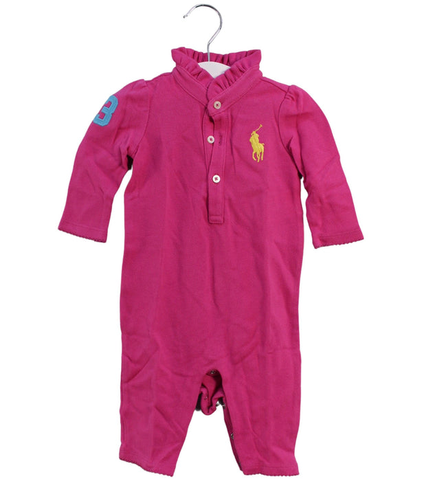 A Pink Long Sleeve Jumpsuits from Ralph Lauren in size 0-3M for girl. (Front View)