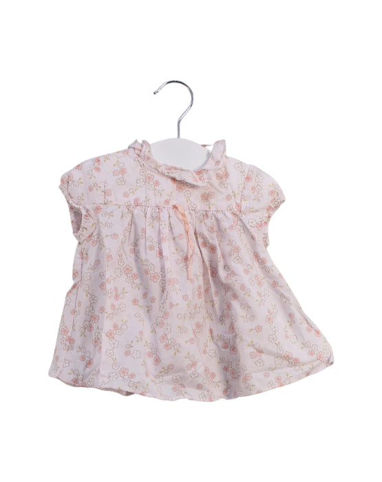 A Pink Short Sleeve Tops from Jacadi in size 3-6M for girl. (Front View)
