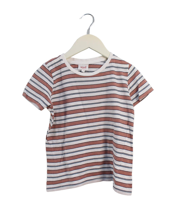 A Brown Short Sleeve T Shirts from Seed in size 4T for boy. (Front View)