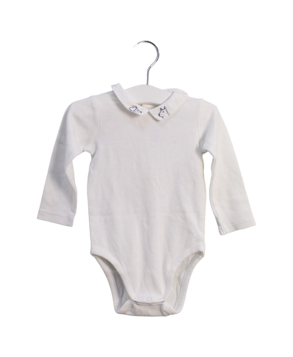 A White Long Sleeve Bodysuits from Jacadi in size 6-12M for girl. (Front View)