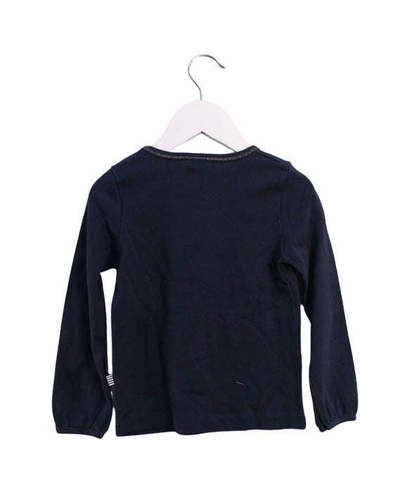A Navy Long Sleeve Tops from Petit Bateau in size 4T for girl. (Back View)