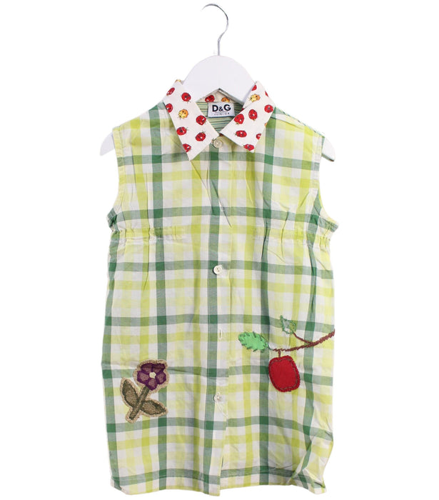 A Green Sleeveless Dresses from Dolce & Gabbana in size 6T for girl. (Front View)