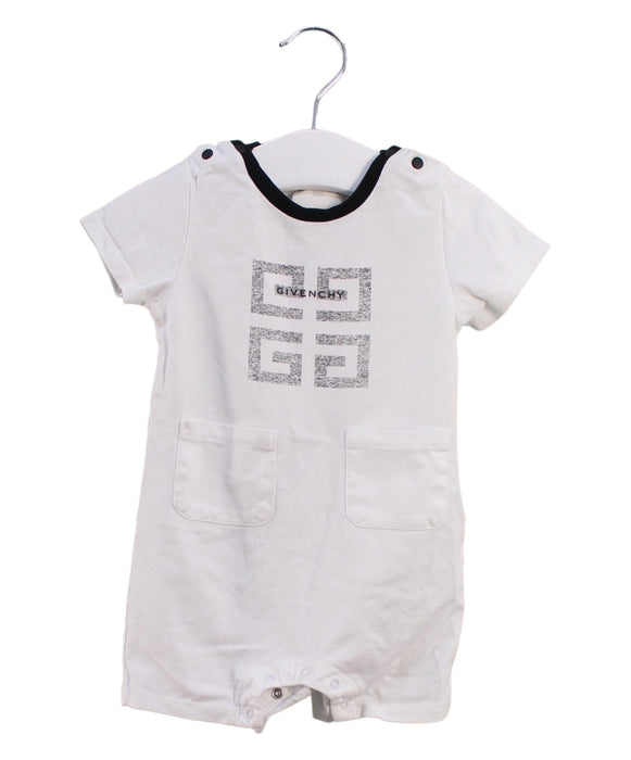 A White Short Sleeve Rompers from Givenchy in size 3-6M for boy. (Front View)