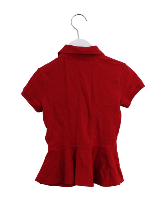 A Red Short Sleeve Polos from Polo Ralph Lauren in size 7Y for girl. (Back View)