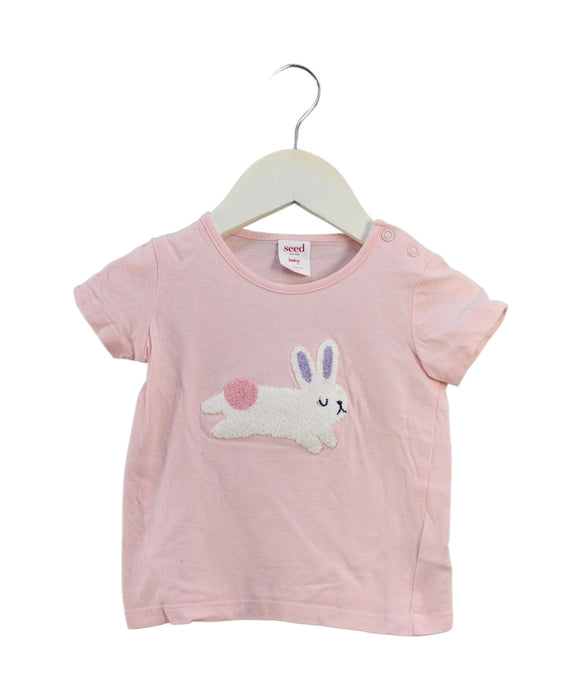 A Pink Short Sleeve T Shirts from Seed in size 6-12M for girl. (Front View)