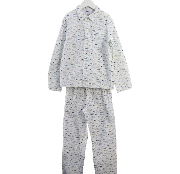 A White Pyjama Sets from Petit Bateau in size 10Y for boy. (Front View)
