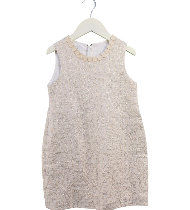 A Peach Sleeveless Dresses from I Pinco Pallino in size 5T for girl. (Front View)