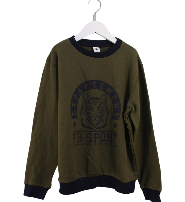 A Green Crewneck Sweatshirts from Petit Bateau in size 12Y for boy. (Front View)
