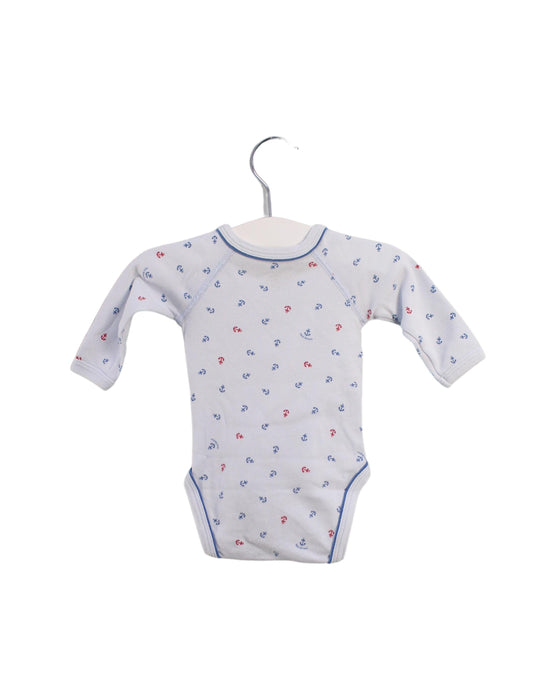 A Blue Long Sleeve Bodysuits from Petit Bateau in size 0-3M for boy. (Back View)