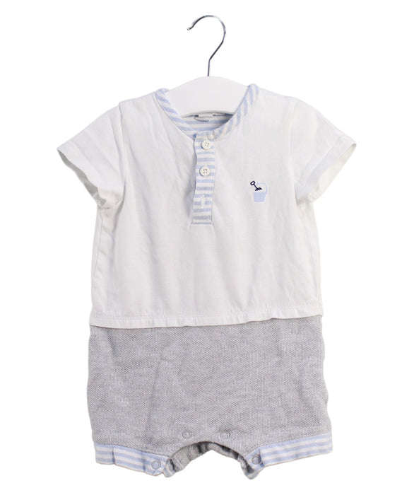 A White Short Sleeve Rompers from The Little White Company in size 6-12M for boy. (Front View)
