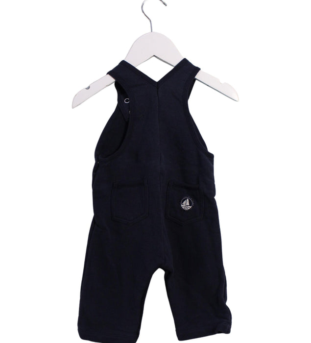 A Navy Long Overalls from Petit Bateau in size 3-6M for boy. (Back View)