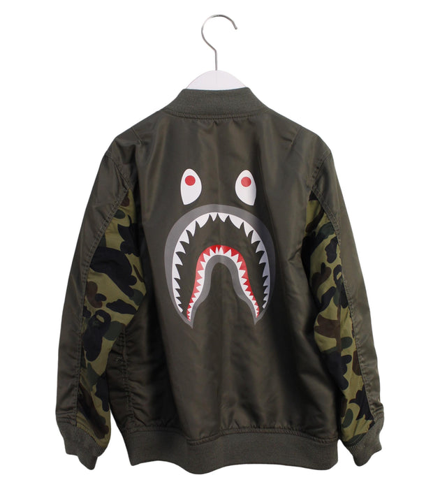A Green Lightweight Jackets from BAPE KIDS in size 7Y for boy. (Back View)