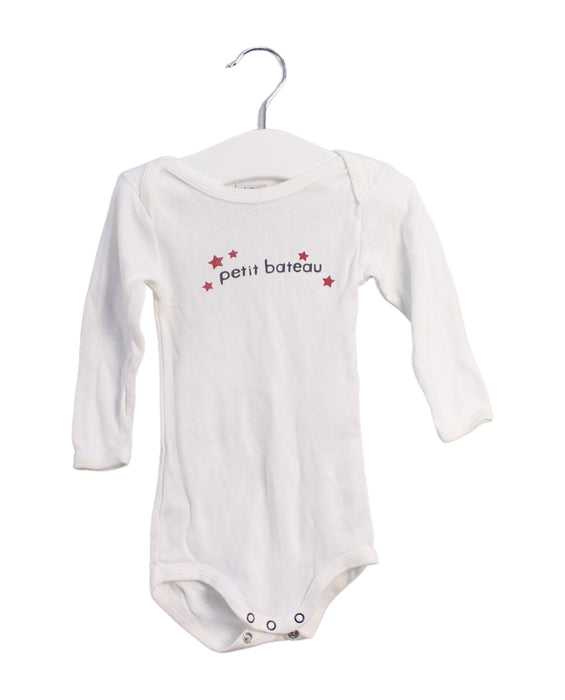 A White Long Sleeve Bodysuits from Petit Bateau in size 6-12M for girl. (Front View)