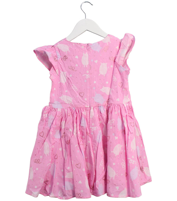 A Pink Short Sleeve Dresses from Seed in size 6T for girl. (Back View)