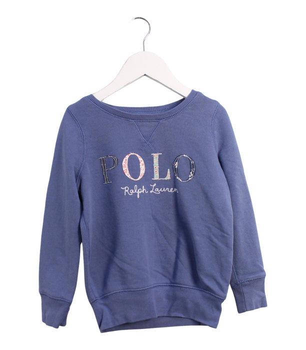 A Blue Crewneck Sweatshirts from Polo Ralph Lauren in size 4T for girl. (Front View)