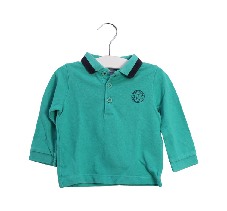 A Green Long Sleeve Polos from Jacadi in size 6-12M for boy. (Front View)