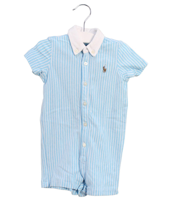 A Blue Short Sleeve Rompers from Ralph Lauren in size 3-6M for boy. (Front View)