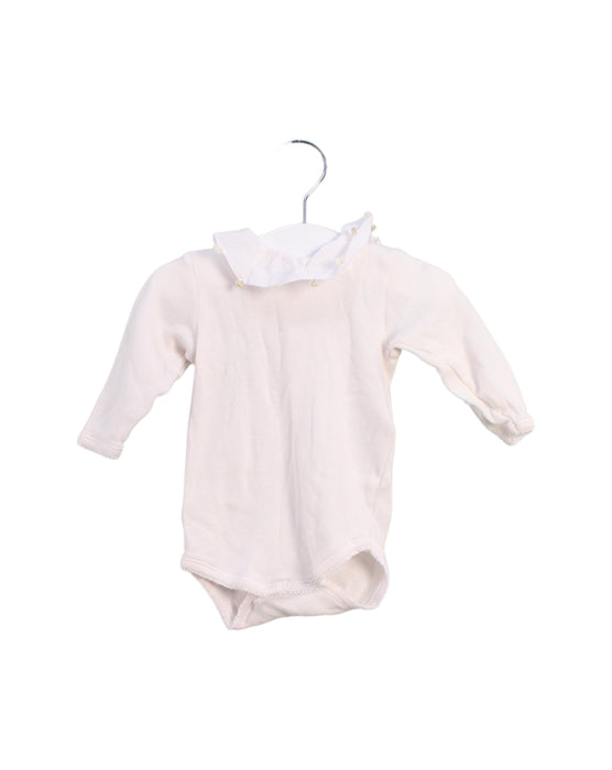 A White Long Sleeve Bodysuits from Bonpoint in size 0-3M for girl. (Front View)