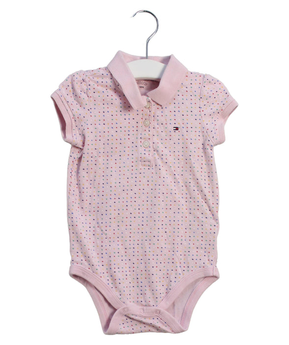 A Pink Short Sleeve Bodysuits from Tommy Hilfiger in size 12-18M for girl. (Front View)