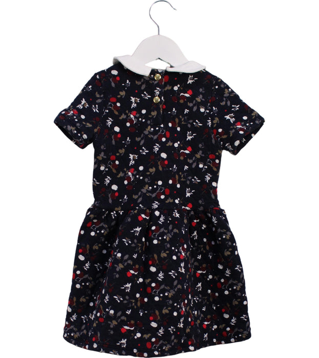 A Navy Short Sleeve Dresses from Petit Bateau in size 4T for girl. (Back View)