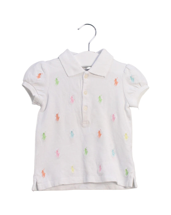 A White Short Sleeve Polos from Ralph Lauren in size 6-12M for girl. (Front View)