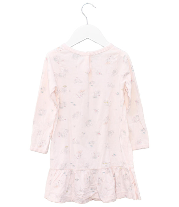 A Pink Long Sleeve Dresses from Petit Bateau in size 3T for girl. (Back View)