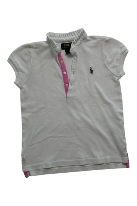 A White Short Sleeve Polos from Polo Ralph Lauren in size 5T for girl. (Back View)