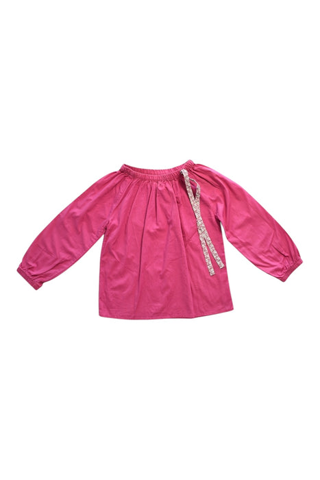 A Pink Long Sleeve Tops from Little Mercerie in size 6T for girl. (Front View)