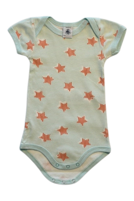 A Green Short Sleeve Bodysuits from Petit Bateau in size 3-6M for neutral. (Front View)