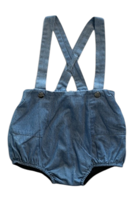 A Blue Overall Shorts from Jacadi in size 6-12M for boy. (Front View)