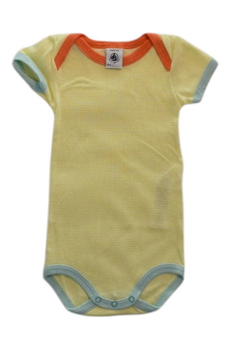 A Yellow Short Sleeve Bodysuits from Petit Bateau in size 3-6M for neutral. (Front View)