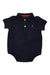 A Navy Short Sleeve Bodysuits from Ralph Lauren in size 3-6M for boy. (Front View)