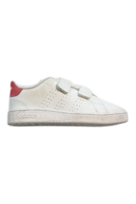 A White Sneakers from Adidas in size 3T for girl. (Front View)